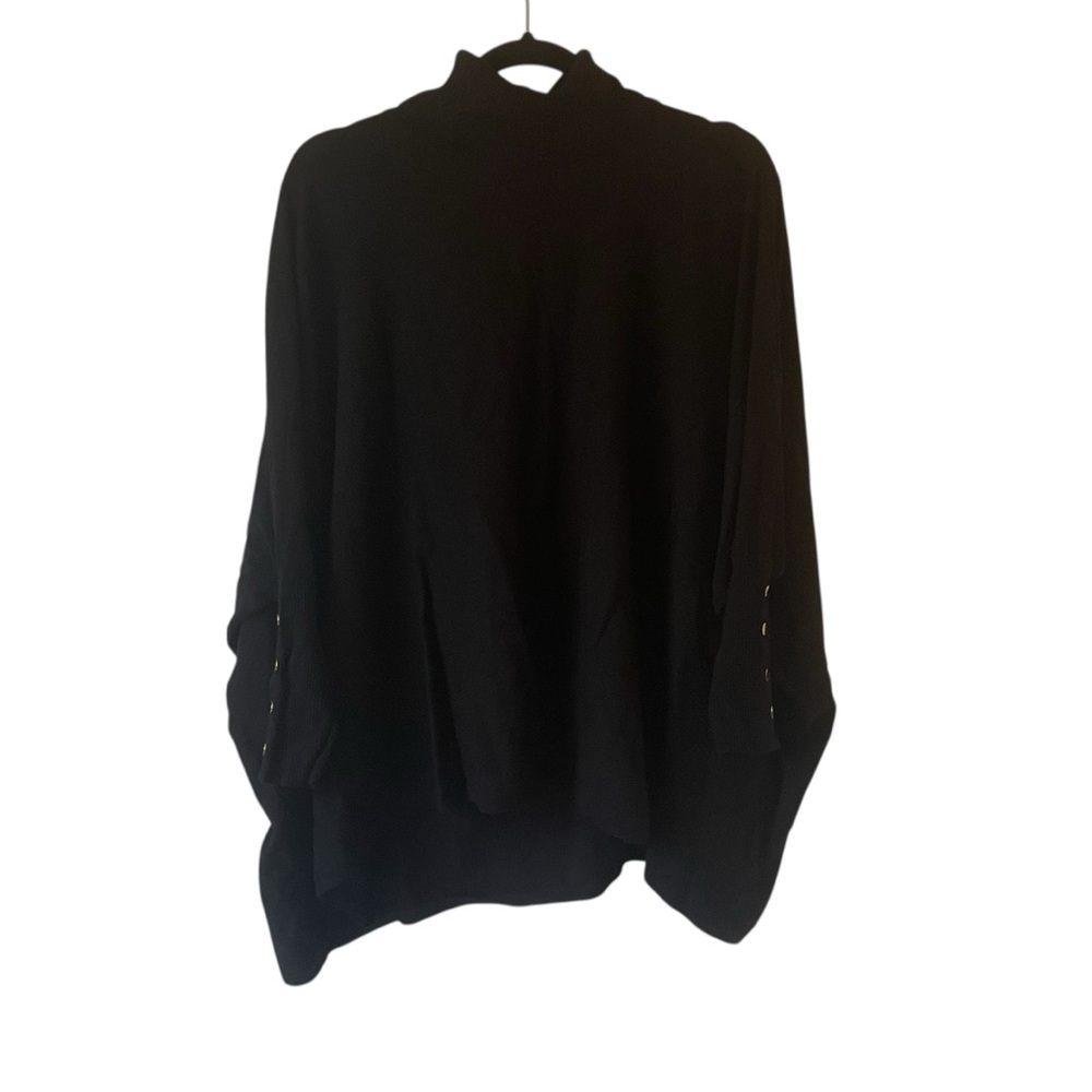 Alfani turtleneck black body Lagenlook oversized sweater size large petite
